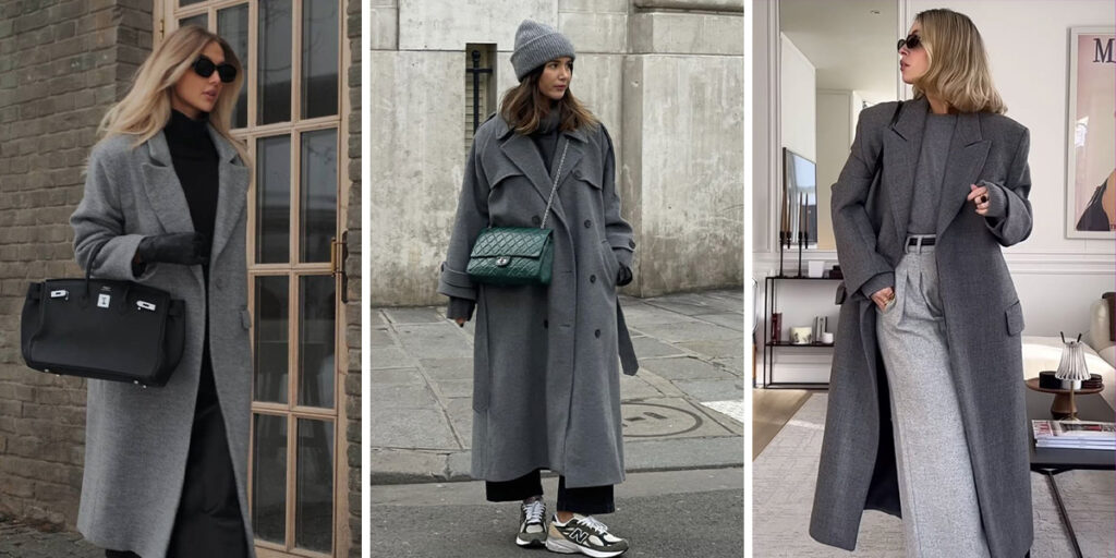 استایل با پالتوی طوسی