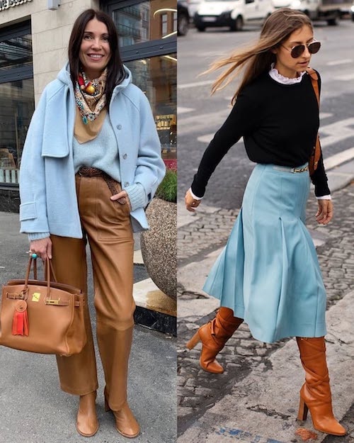 ترکیب رنگ آبی و شتری