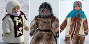 استایل کوچولوها در سیبری با لباس‌هایی که از قد و قواره‌شان بزرگ‌تر است