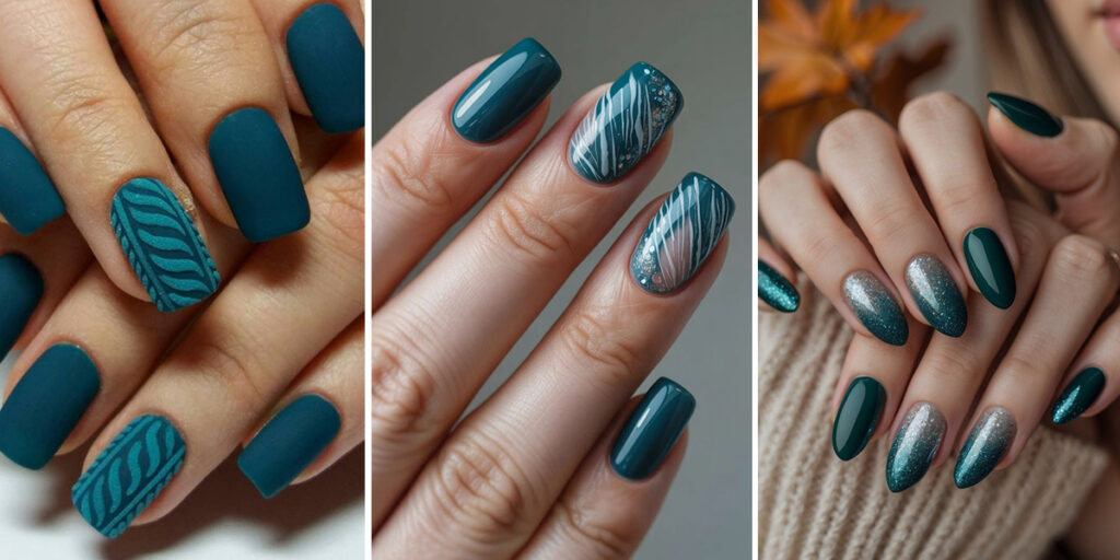 رنگ سبز اقیانوسی و 11 ایده جذاب طراحی ناخن با خاص‌ترین رنگ سال 2026