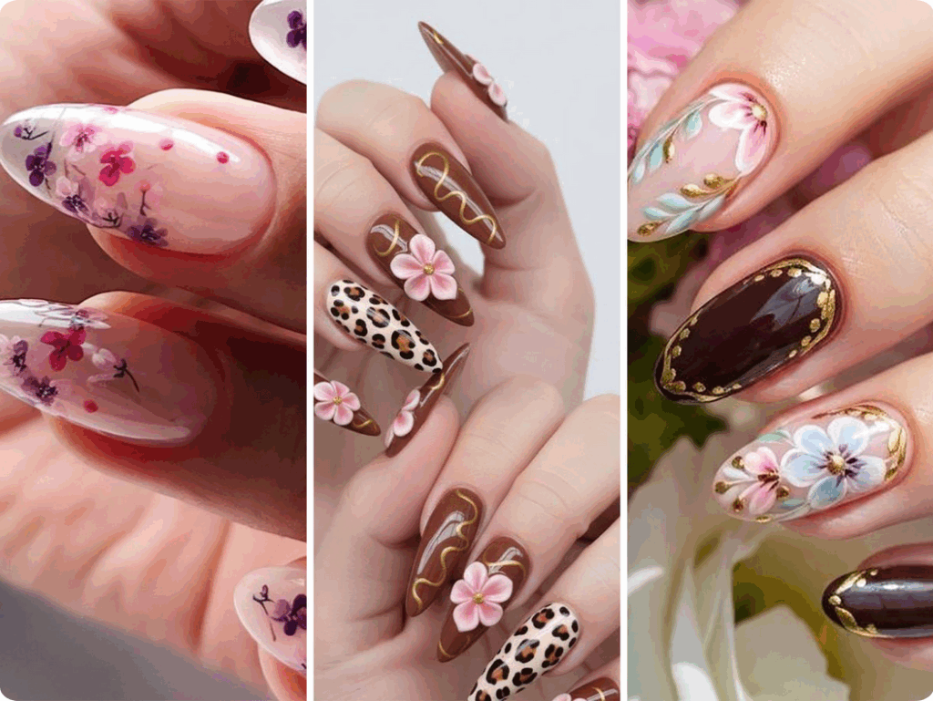 12 ایده طراحی ناخن گل گلی؛ خانم‌های خوش انرژی سراغ این مدل‌ها می‌روند