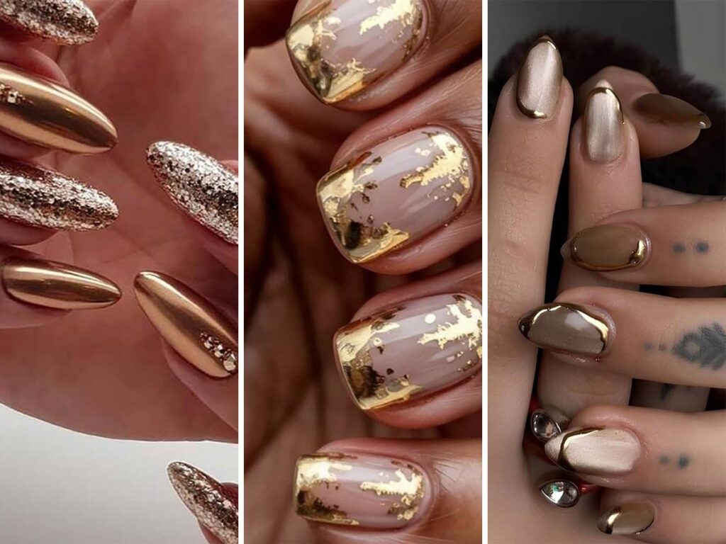 دیزاین ناخن طلایی