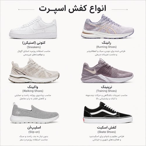 اسم انواع کفش زنانه
