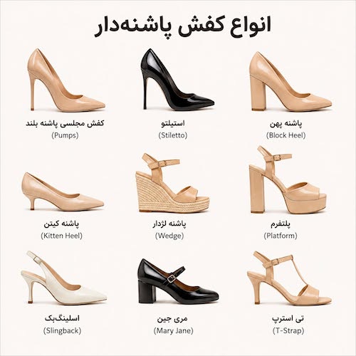 اسم انواع کفش زنانه