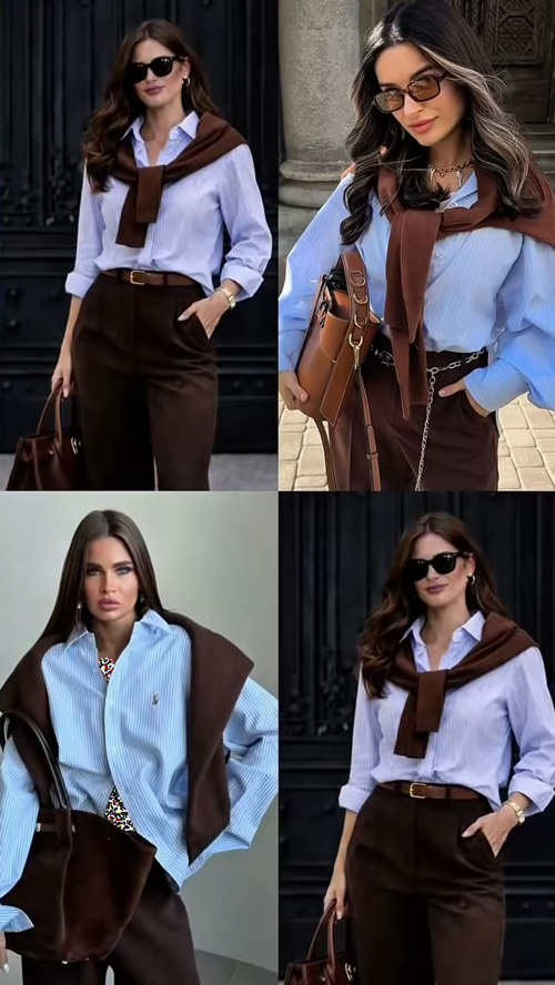 شومیز راه‌راه پاییزی