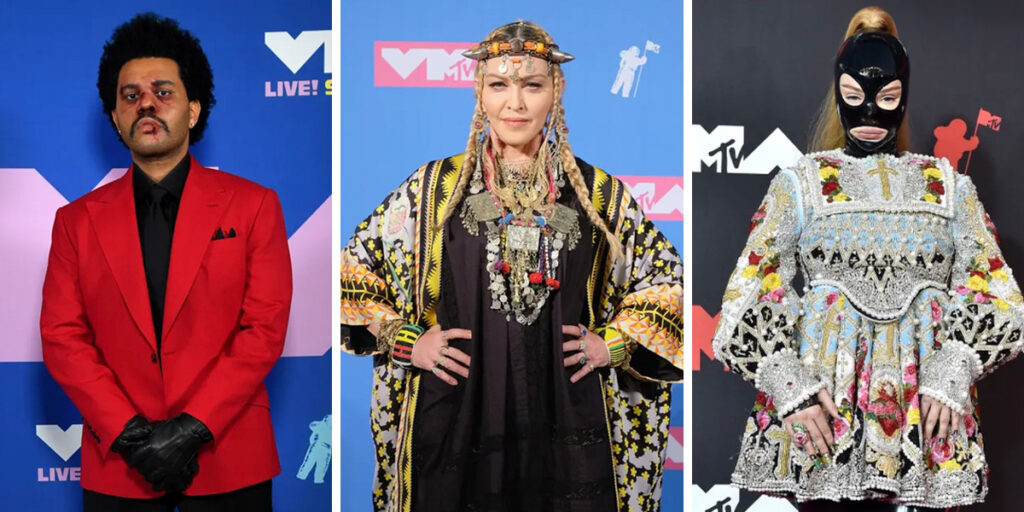 از گوشت خام تا دماغ شکسته؛ جنجالی‌ترین لباس‌ها که در تاریخ VMAs دیده شدند